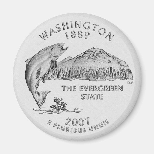 Washington State Quarter Grey Magnet (Front)