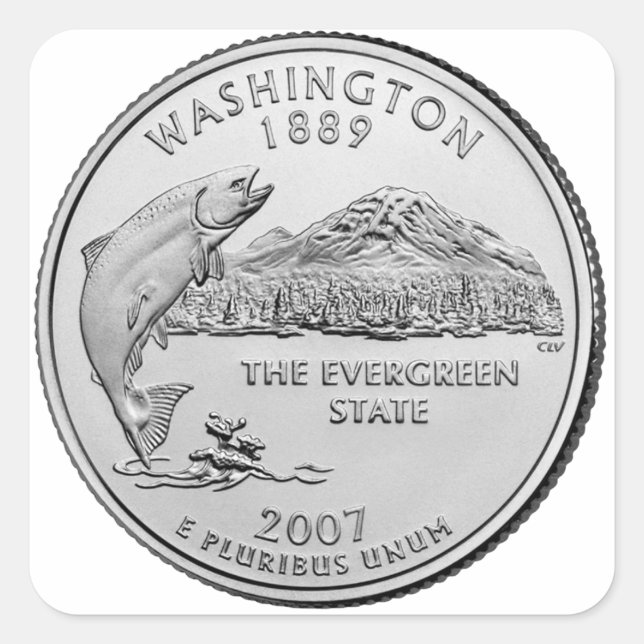 Washington State Quarter Square Sticker (Front)