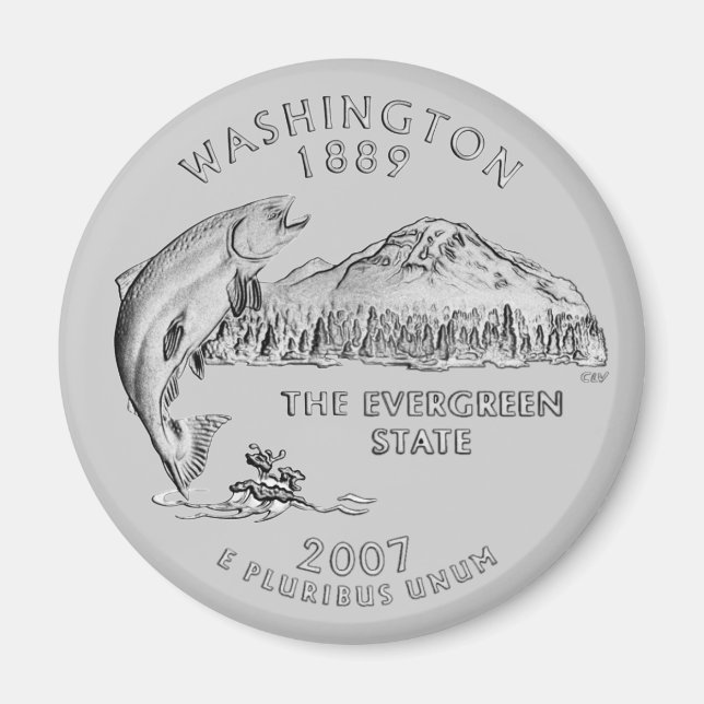Washington State Quarter with Your Colour Magnet (Front)