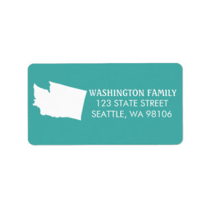 Washington State Return Address Labels - Turquoise