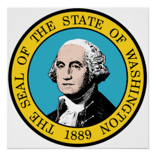 Washington state seal america republic symbol flag poster