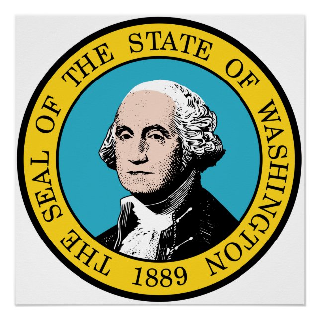 Washington state seal america republic symbol flag poster (Front)