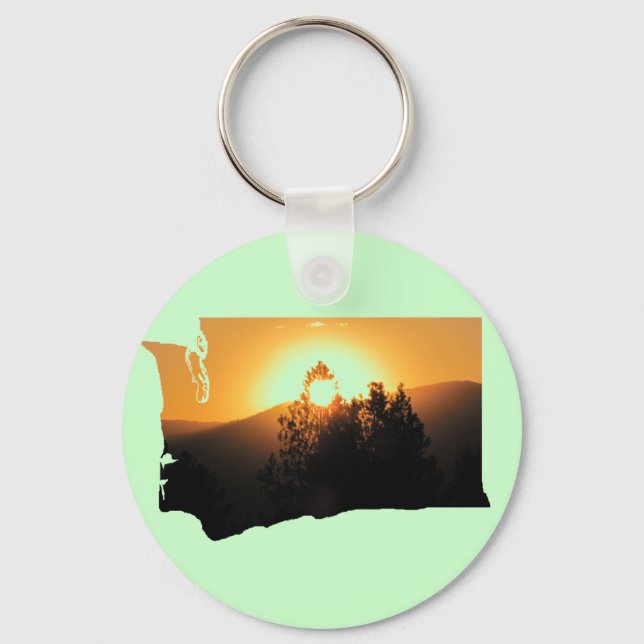 Washington State Sunset Silhouette Key Ring (Front)