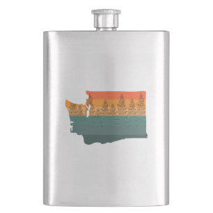 Washington State Tree Silhouette Hip Flask