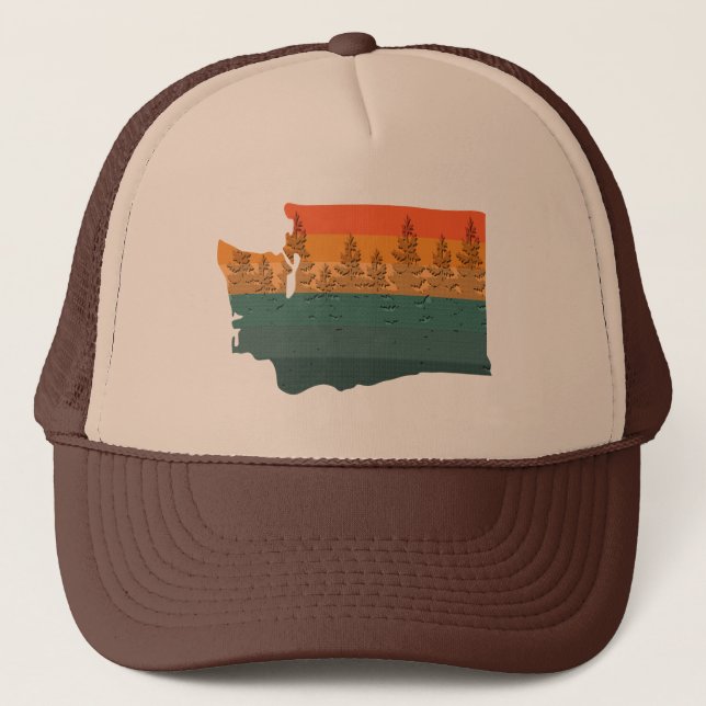 Washington State Tree Silhouette Trucker Hat (Front)