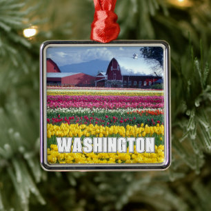 Washington State   Tulip Field Metal Tree Decoration