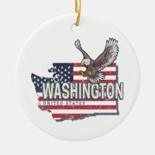 Washington State United States Map USA Souvenir Ceramic Tree Decoration