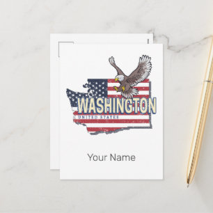 Washington State United States Map USA Souvenir Holiday Postcard