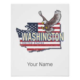 Washington State United States Map USA Souvenir Poster