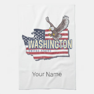 Washington State United States Map USA Souvenir Tea Towel