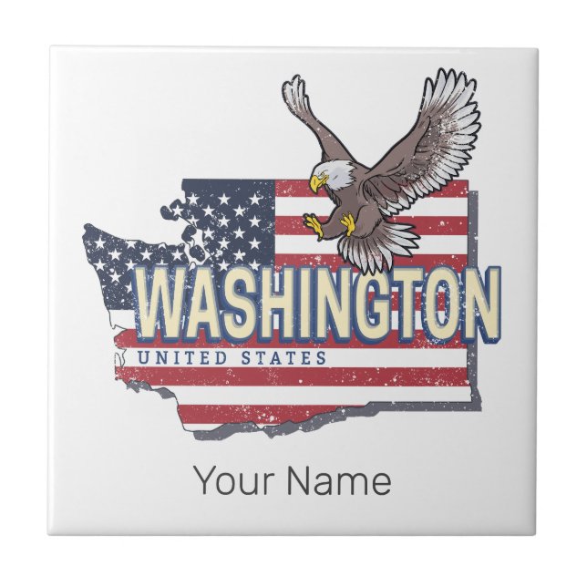 Washington State United States Map USA Souvenir Tile (Front)