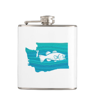 Washington State Wave Fishing Hip Flask
