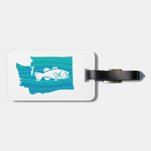 Washington State Wave Fishing Luggage Tag