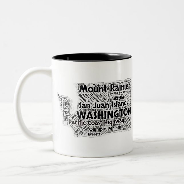 Washington State Word Cloud Two-Tone Coffee Mug (Left)