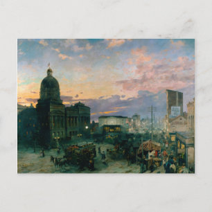 Washington Street, Indianapolis at Dusk by Theodor Postcard