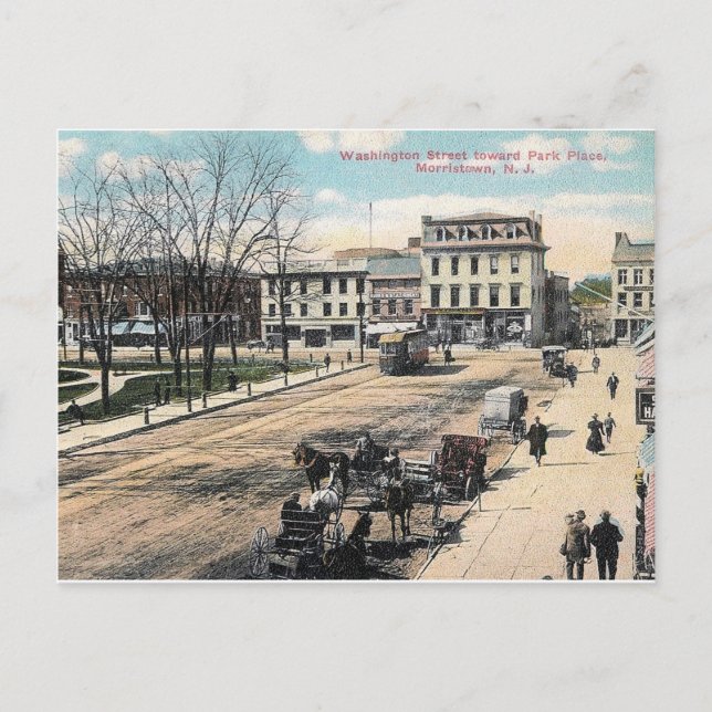 Washington Street, Morristown NJ, Vintage Postcard (Front)