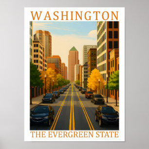 Washington the Evergreen State USA Travel Place Poster