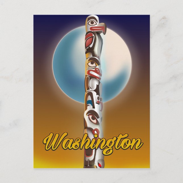 Washington Totem Pole Postcard (Front)