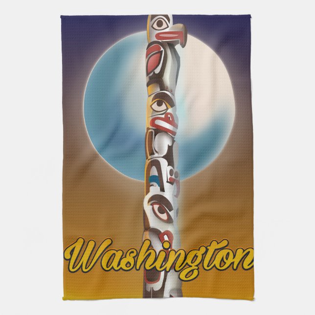 Washington Totem Pole Tea Towel (Vertical)