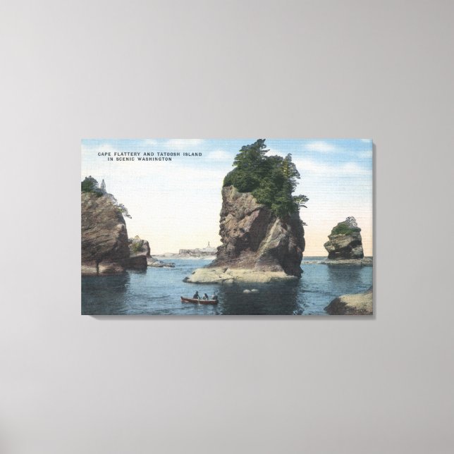 Washington - View of Cape Flattery & Tatoosh Canvas Print (Front)