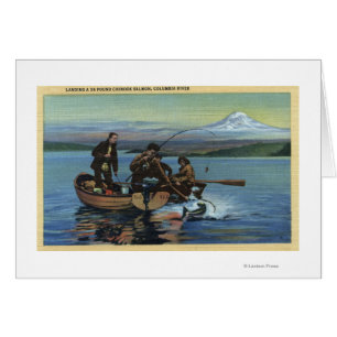 Washington - View of Fishermen Catching a Salmon