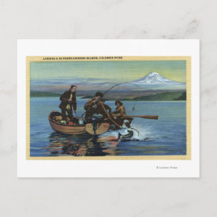 Washington - View of Fishermen Catching a Salmon Postcard