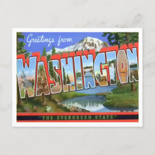 Washington Vintage Big Letters Postcard