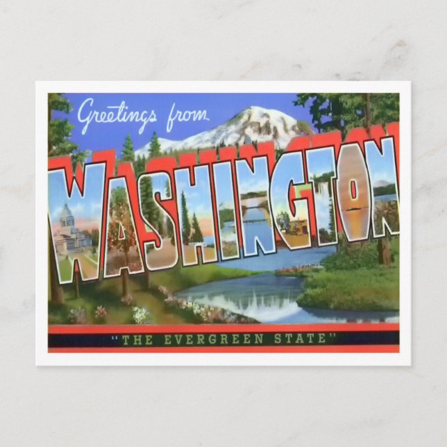 Washington Vintage Big Letters Postcard (Front)