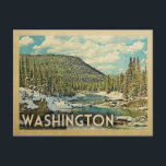 Washington Vintage Travel Snowy Winter Nature Postcard<br><div class="desc">Washington snowy winter scene featuring a river flowing through the mountains and a blue sky with puffy clouds. A lovely nature outdoors image for campers,  hikers and adventure seekers.</div>
