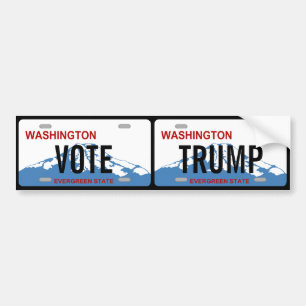 Washington Vote Trump custom double license plate Bumper Sticker