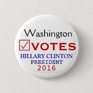 Washington Votes Hillary Clinton President 2016 6 Cm Round Badge