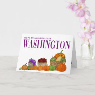 Washington Watercolor Pumpkins Thanksgiving Card