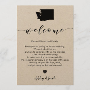 Washington Wedding Welcome Letter & Itinerary Card