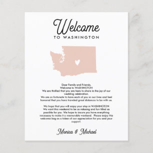 WASHINGTON Welcome  Letter Itinerary ANY COLOR