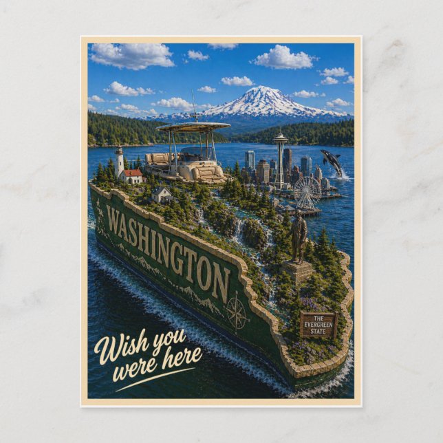 Washington | Wish You Were Here | State Series Postcard (Front)