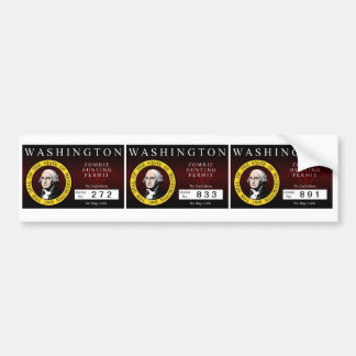 Washington Zombie Hunting Permit V.2 Bumper Sticker