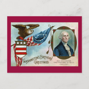 Washington's Birthday Greetings Postcard