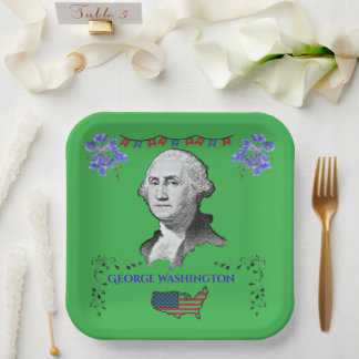 Washington's Contribution kelly green Paper Plate