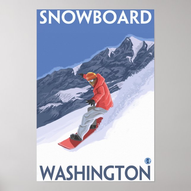 WashingtonSnowboarding Vintage Travel Poster (Front)