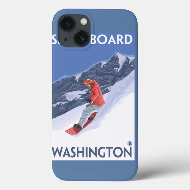 WashingtonSnowboarding Vintage Travel Poster Case-Mate iPhone Case (Back)