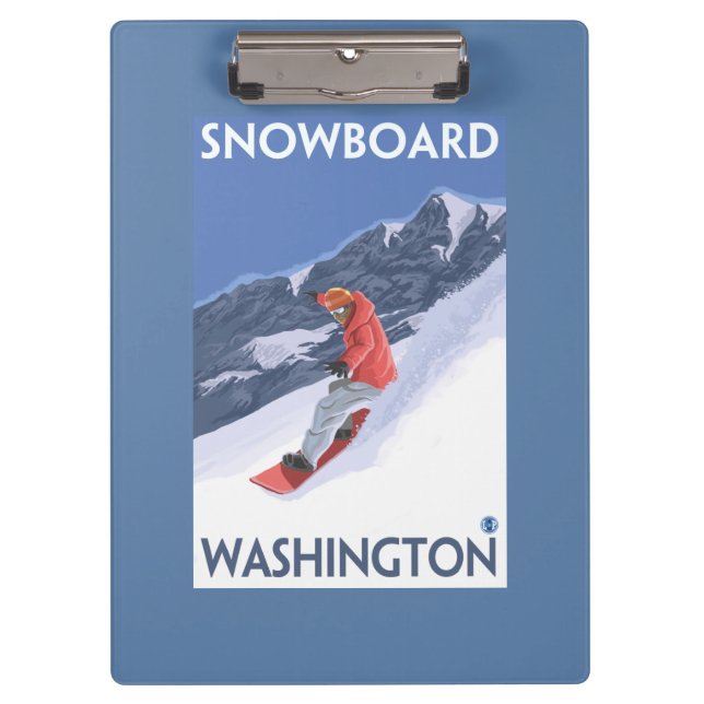 WashingtonSnowboarding Vintage Travel Poster Clipboard (Front)