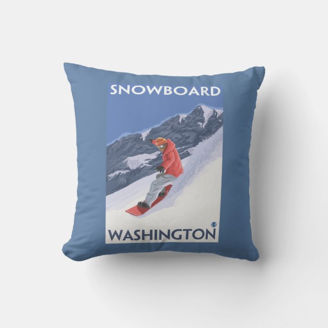 WashingtonSnowboarding Vintage Travel Poster Cushion (Front)