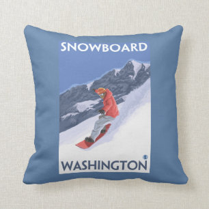 WashingtonSnowboarding Vintage Travel Poster Cushion