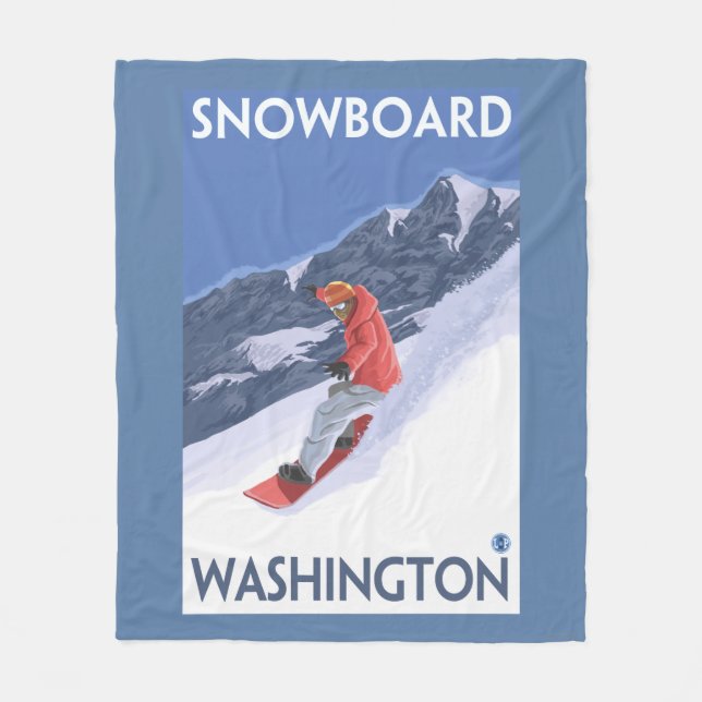 WashingtonSnowboarding Vintage Travel Poster Fleece Blanket (Front)