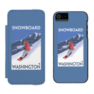WashingtonSnowboarding Vintage Travel Poster Incipio Watson™ iPhone 5 Wallet Case