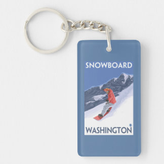WashingtonSnowboarding Vintage Travel Poster Key Ring