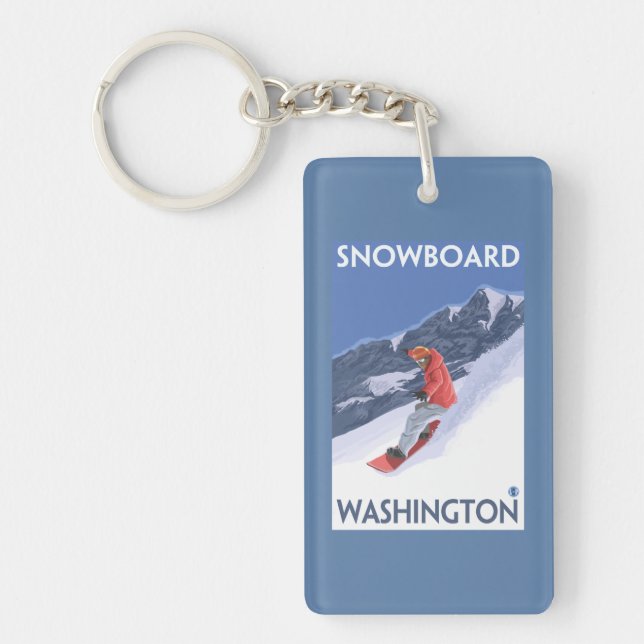 WashingtonSnowboarding Vintage Travel Poster Key Ring (Front)