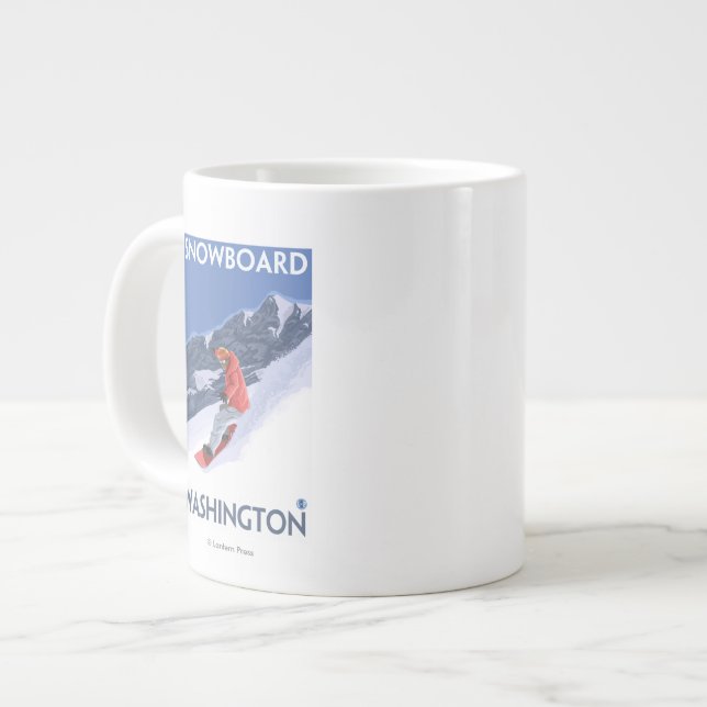 WashingtonSnowboarding Vintage Travel Poster Large Coffee Mug (Front Left)