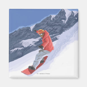 WashingtonSnowboarding Vintage Travel Poster Magnet