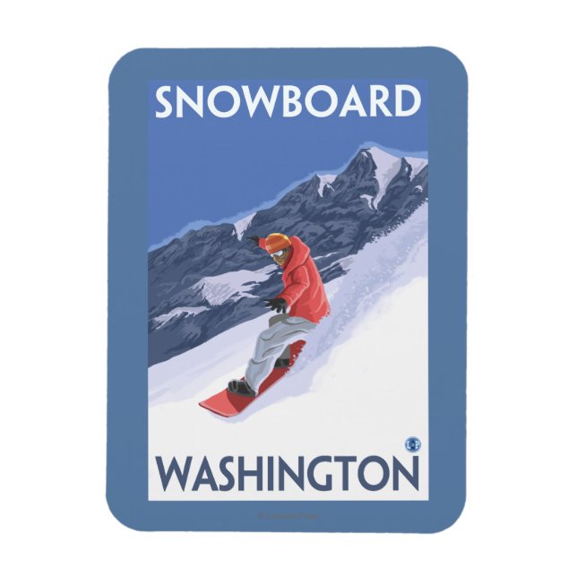 WashingtonSnowboarding Vintage Travel Poster Magnet (Vertical)